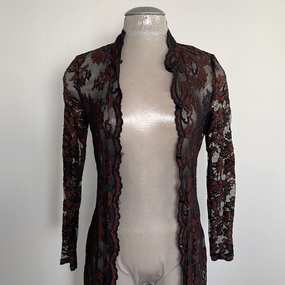 Casadei lace duster in black brown - Picture 5 of 8